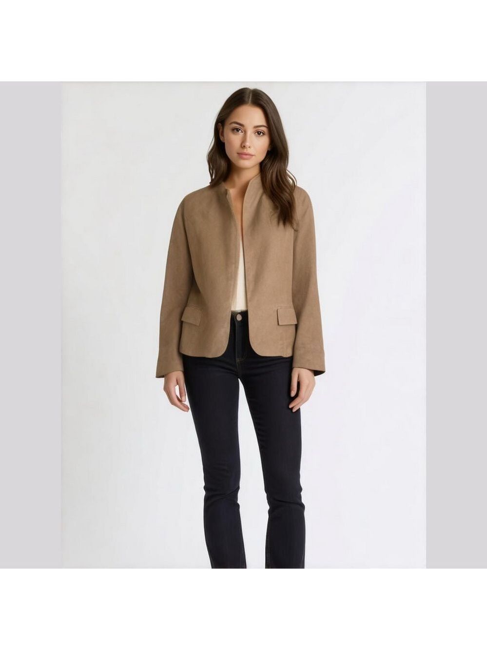 Vintage blazer faux suede soft open front blazer jacket professional evening